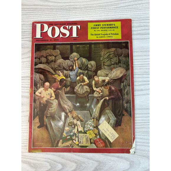 Vintage Saturday Evening Post Dec 8 1945 Jimmy Stewart Potsdam John Falter Cover - Picture 2 of 6